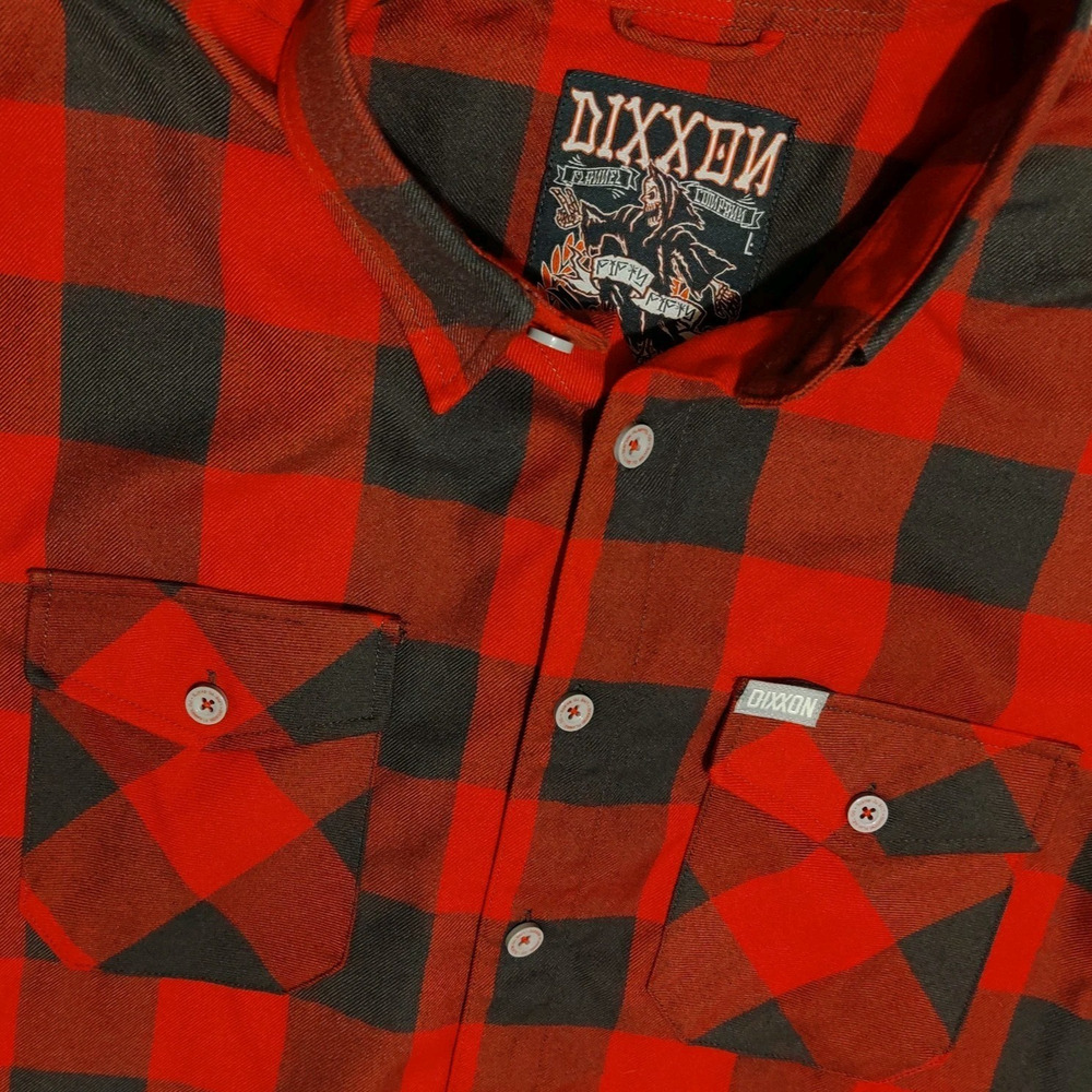 Dixxon Flannel Co The 50-50 LS Shirt Mens Size L Fifty Fifty Red Gray Grunge 90s